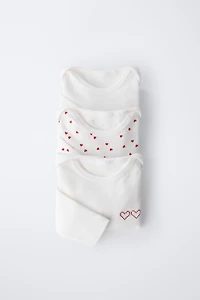 THREE-PACK OF HEART BODYSUITS