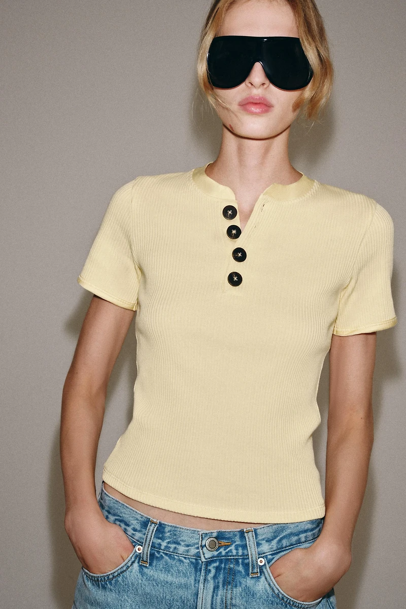 COTTON BUTTON T-SHIRT