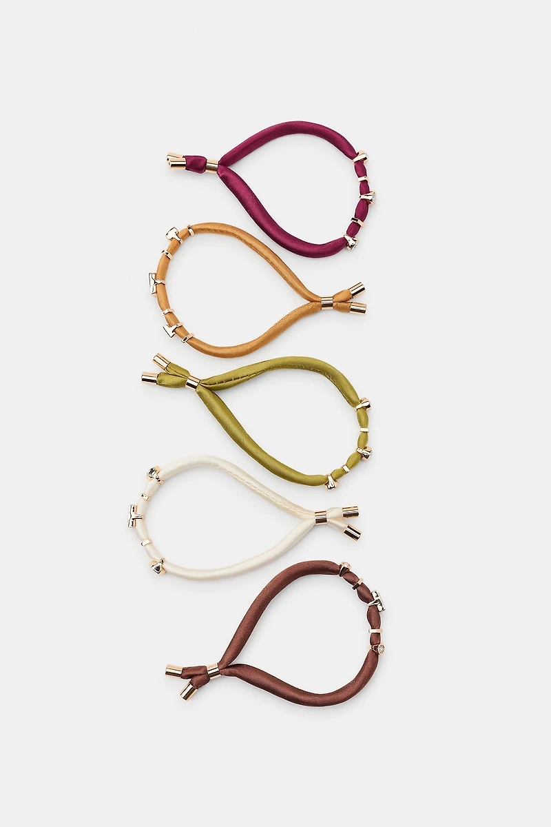 5-PACK FABRIC JEWEL BRACELETS