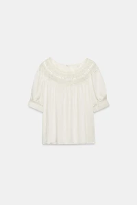 ZW COLLECTION SHORT SLEEVE LACE BLOUSE