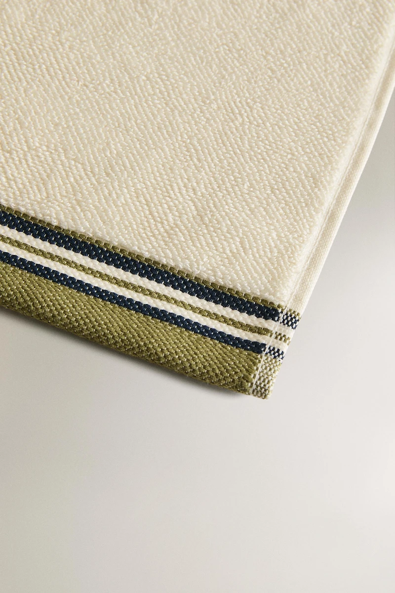 SERVIETTE DE BAIN POINT RIZ BORDURE