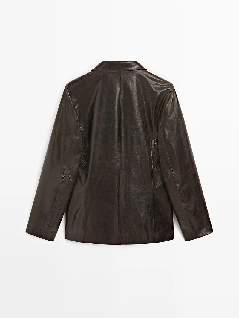 Nappa leather blazer with distressed finish