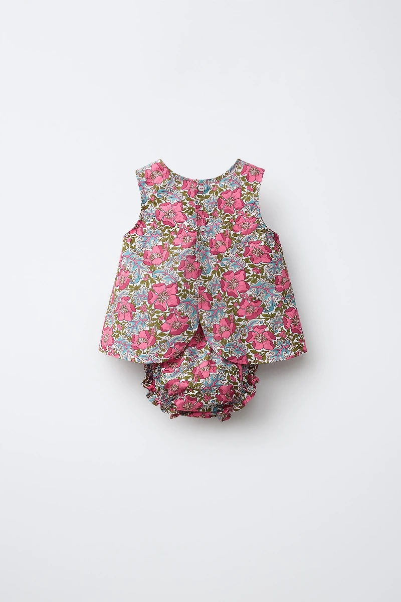 FLORAL PRINT BLOUSE AND BLOOMER SET MADE WITH LIBERTY FABRIC