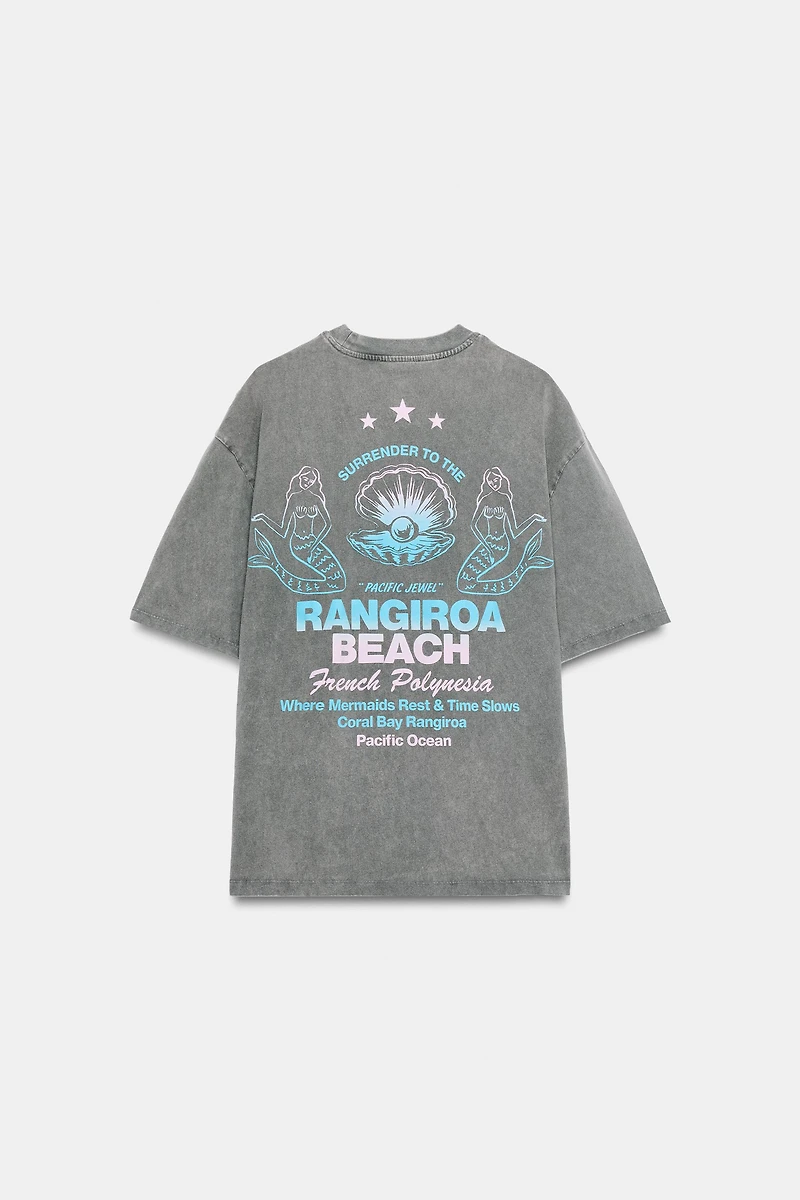 WASHED EFFECT TEXT T-SHIRT