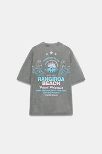 WASHED EFFECT TEXT T-SHIRT