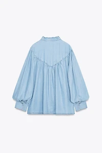 OVERSIZED FLOWY DENIM SHIRT