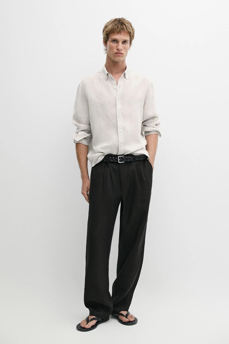Regular fit 100% linen shirt