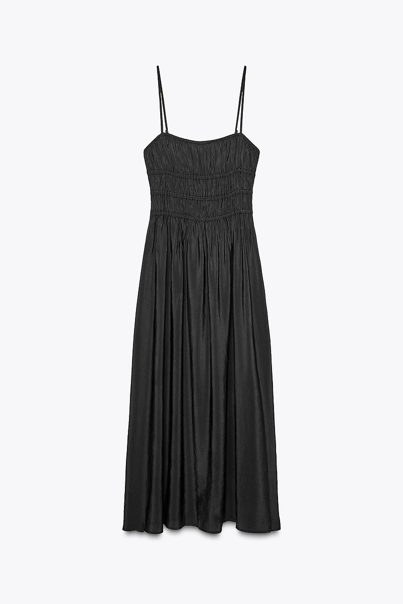 FLOWY ELASTIC MIDI DRESS