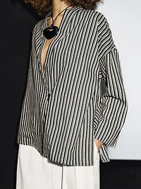 Striped cotton blend kimono