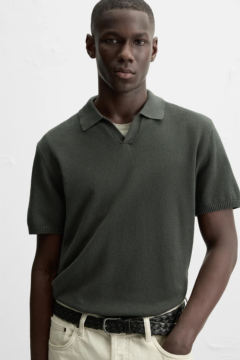 TEXTURED KNIT POLO