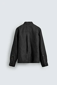 DENIM COTTON LINEN BLEND SHIRT