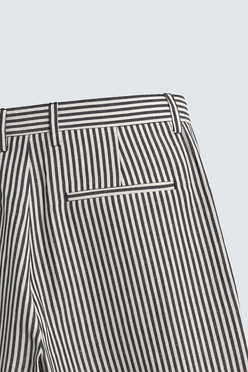 STRIPED COTTON LINEN PANTS