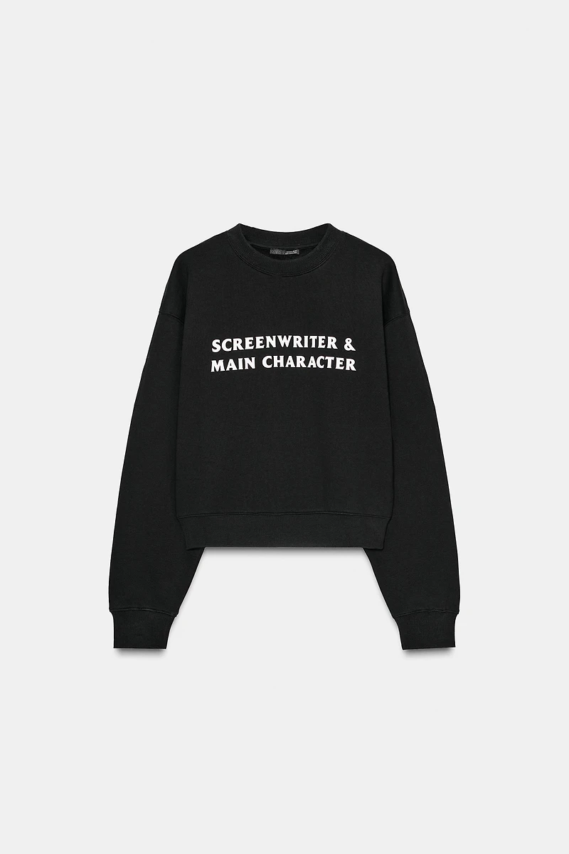 CONTRAST TEXT SWEATSHIRT