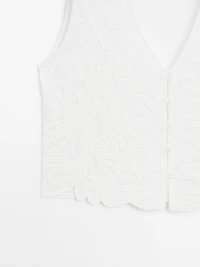 Veste sans manches brodée 100 % coton