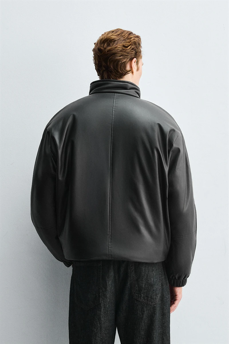 FAUX LEATHER PUFFER JACKET