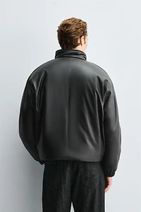 FAUX LEATHER PUFFER JACKET