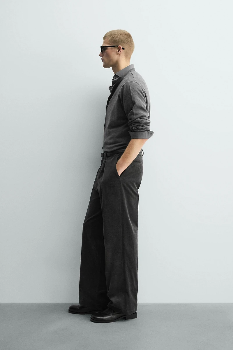 PLEATED CORDUROY PANTS