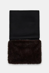 PLAIN WOOL SCARF WITH FAUX FUR EFFECT