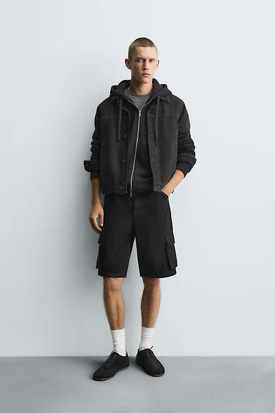 CARGO DENIM SHORTS