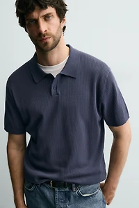 RIBBED KNIT POLO SHIRT