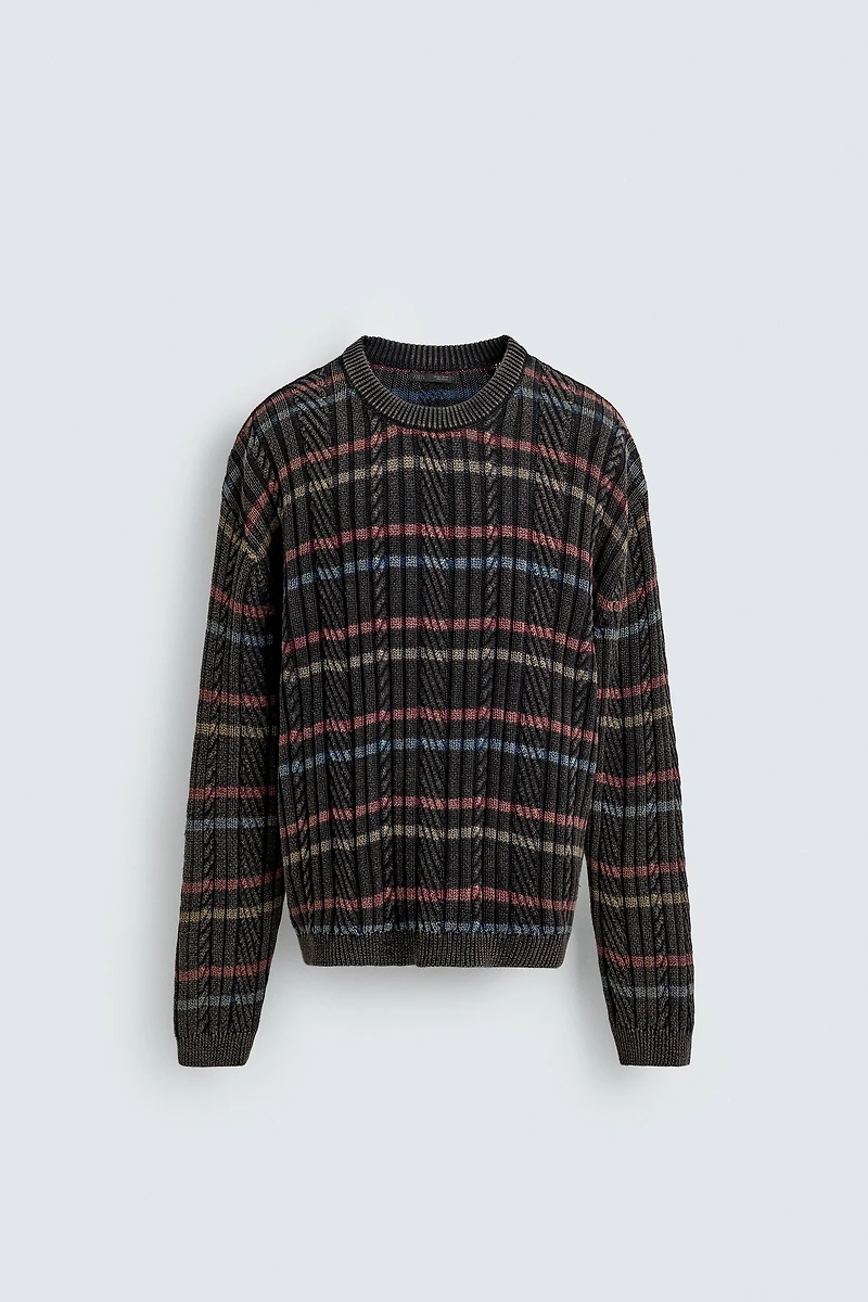 TEXTURED STRIPED SWEATER