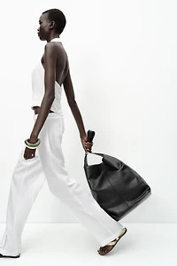 WIDE LEG LINEN BUCKLE PANTS