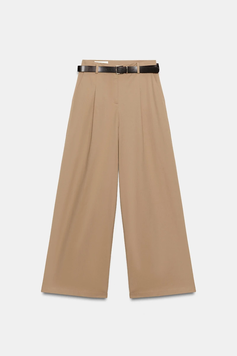 WIDE LEG BELTED PANTS
