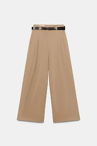 WIDE LEG BELTED PANTS