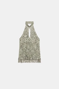 BEADED HALTER TOP