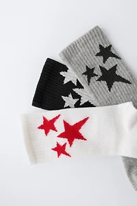THREE-PACK OF STAR MID-CALF SOCKS