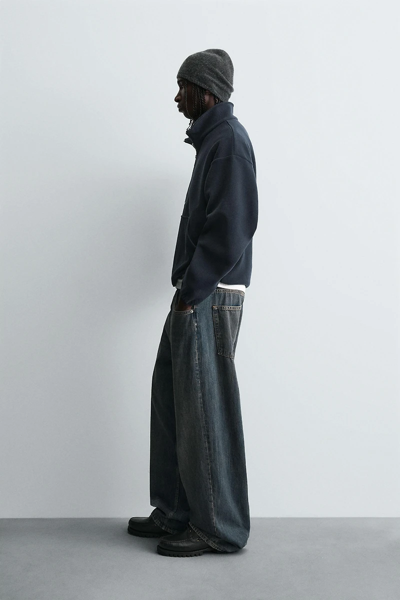 EMBROIDERED QUARTER-ZIP FLEECE SWEATSHIRT