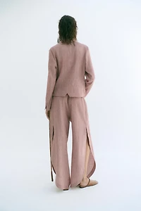 ZW COLLECTION LINEN BLEND VENTED TROUSERS