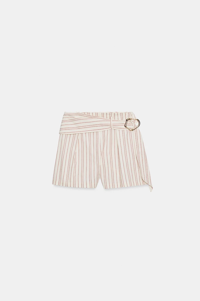 STRIPED SHORTS WITH BELT