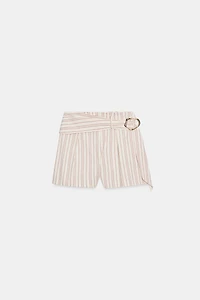 STRIPED SHORTS WITH BELT