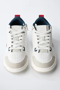 PIECED HIGH TOP SNEAKERS