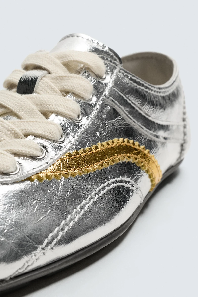 METALLIC LEATHER TRAINERS HARRY LAMBERT FOR ZARA X DISNEY