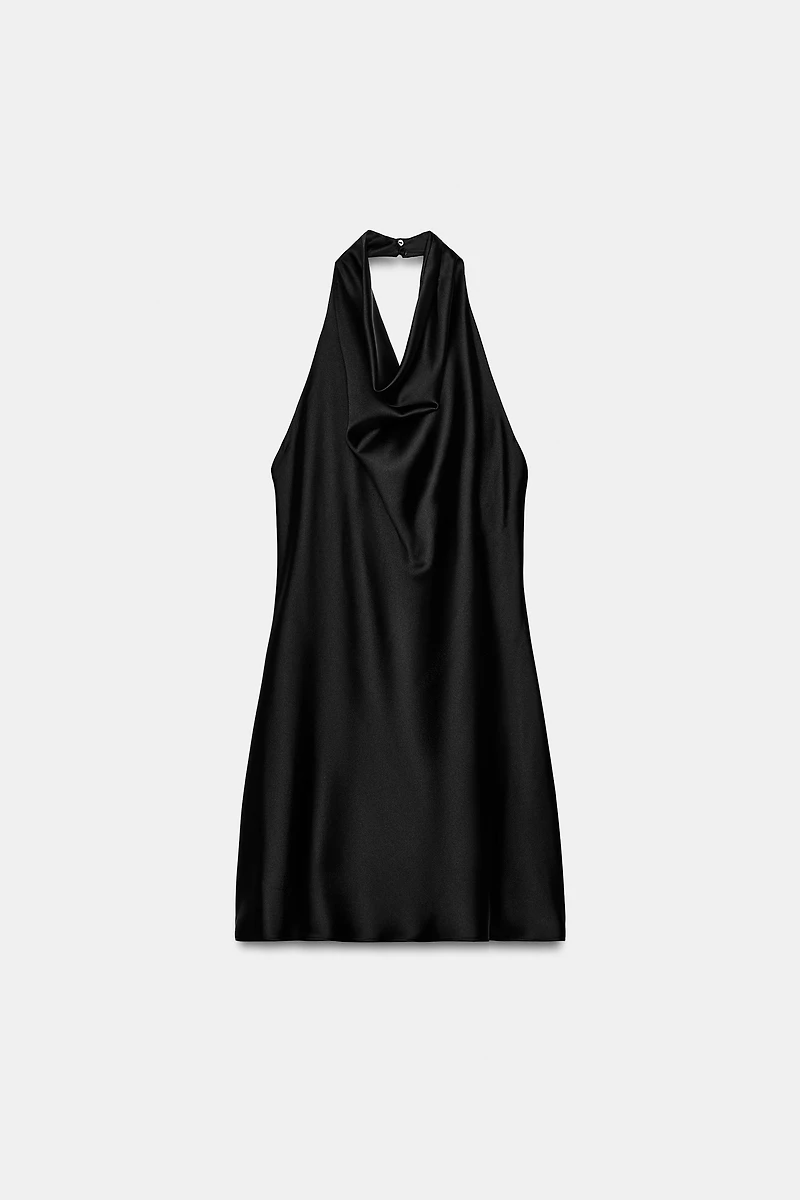 SATIN HALTER MINI DRESS