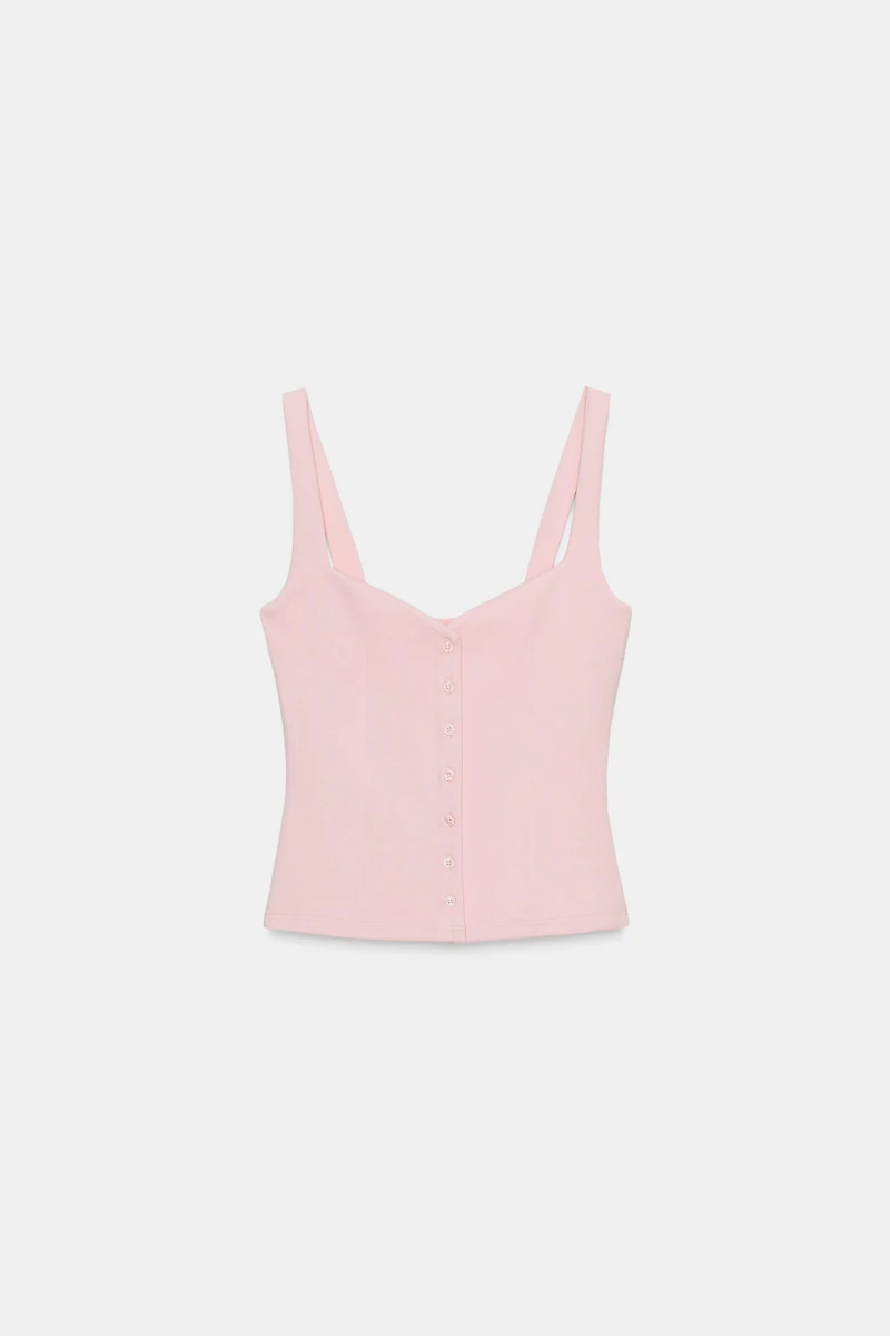 SWEETHEART NECKLINE TOP WITH BUTTONS