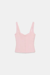 SWEETHEART NECKLINE TOP WITH BUTTONS