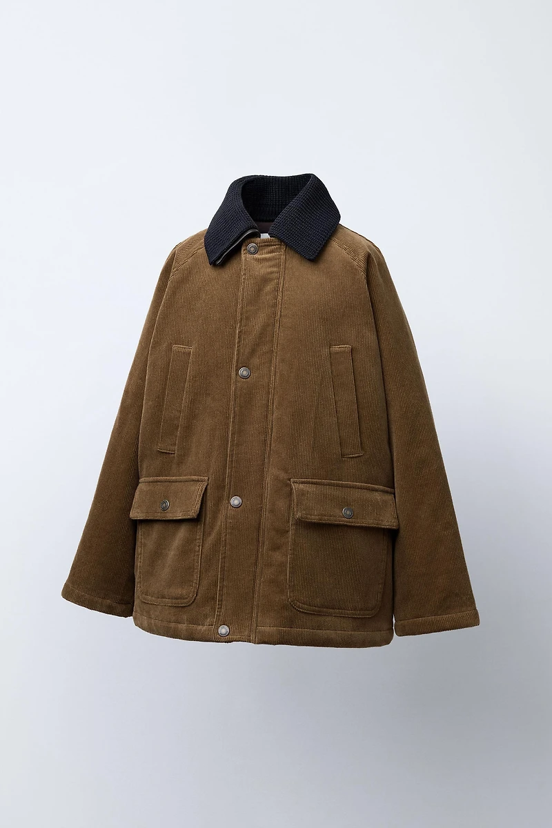 BENSIMON ® X ZARA DOUBLE COLLAR REMOVABLE FAUX FUR PADDED CORDUROY JACKET