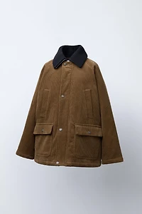 BENSIMON ® X ZARA DOUBLE COLLAR REMOVABLE FAUX FUR PADDED CORDUROY JACKET