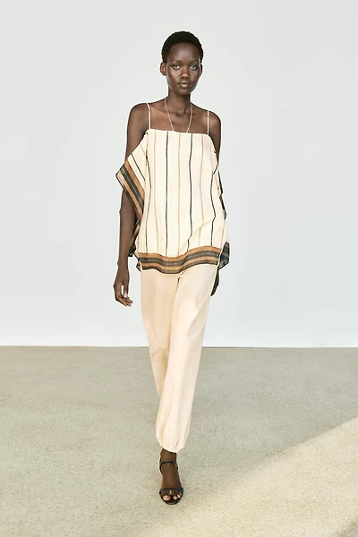 Flowing striped strappy top