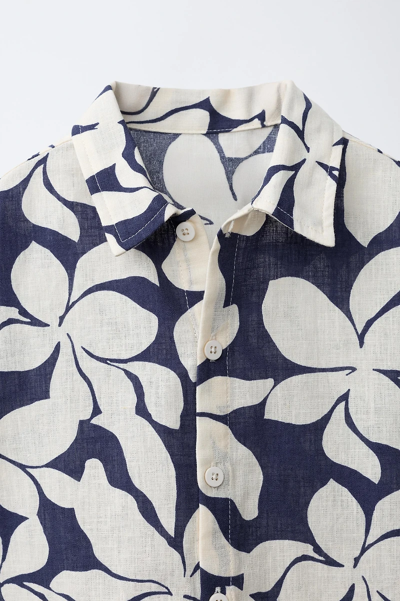 CHEMISE IMPRIMÉE FLEURS AVEC COTON ET LIN