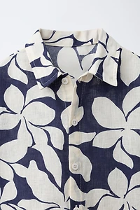 CHEMISE IMPRIMÉE FLEURS AVEC COTON ET LIN