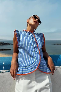 STRIPED RUFFLE SHIRT
