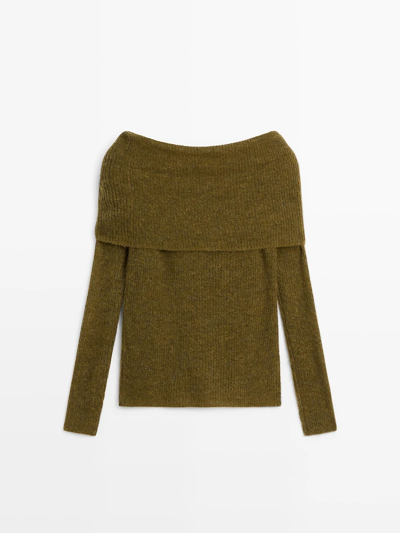 Off-the-shoulder knit sweater