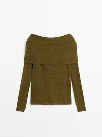 Off-the-shoulder knit sweater