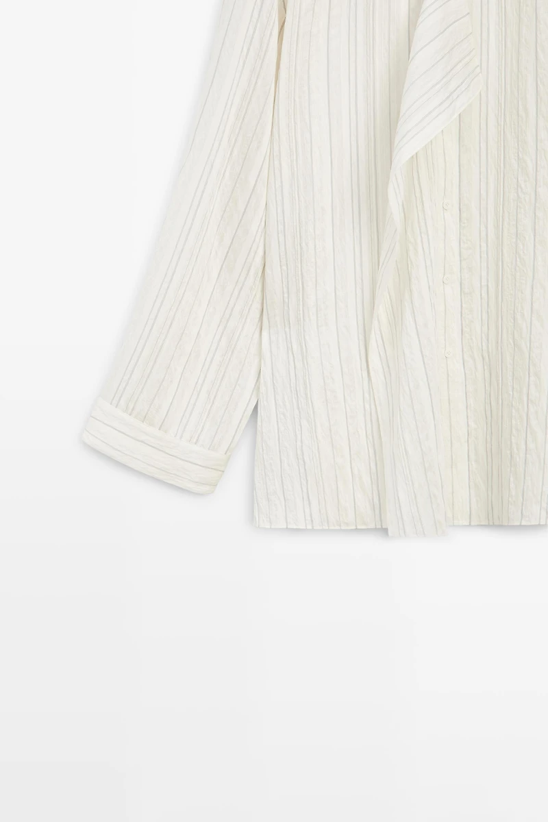Striped flowing wrap shirt