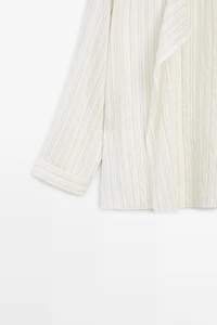 Striped flowing wrap shirt