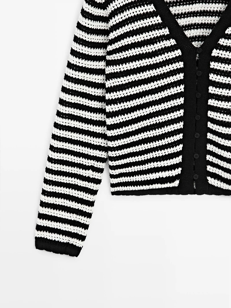 Striped knit cardigan